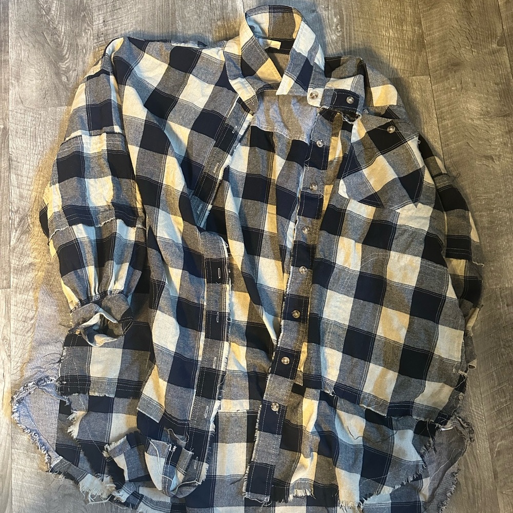 Women’s  Blue and White Checkered Shirt